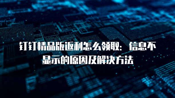 钉钉精品版返利怎么领取：信息不显示的原因及解决方法