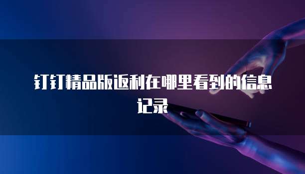 钉钉精品版返利在哪里看到的信息记录