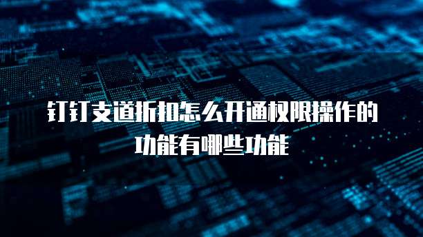 钉钉支道折扣怎么开通权限操作的功能有哪些功能