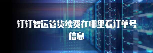钉钉智运管货续费在哪里看订单号信息