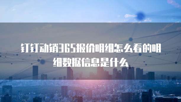 钉钉动销365报价明细怎么看的明细数据信息是什么