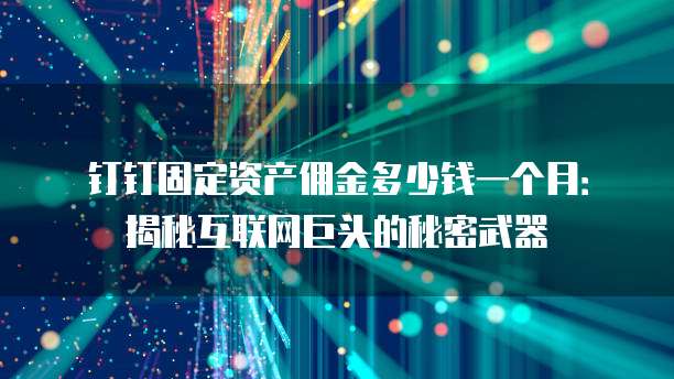 钉钉固定资产佣金多少钱一个月：揭秘互联网巨头的秘密武器