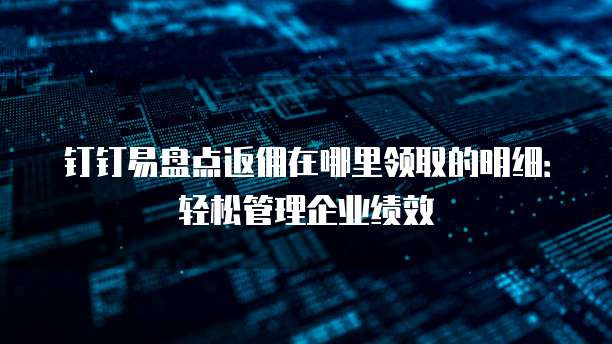 钉钉易盘点返佣在哪里领取的明细:轻松管理企业绩效