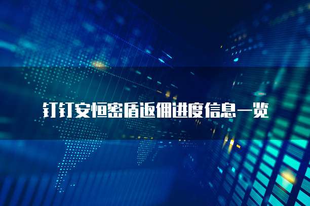 钉钉安恒密盾返佣进度信息一览