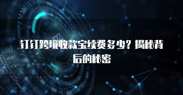 钉钉跨境收款宝续费多少？揭秘背后的秘密