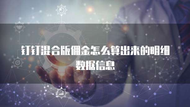 钉钉混合版佣金怎么算出来的明细数据信息