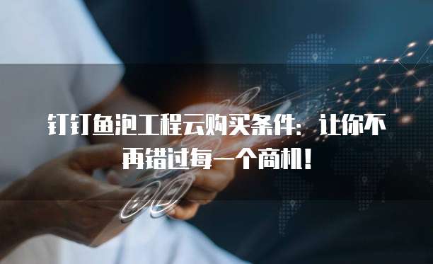 钉钉鱼泡工程云购买条件:让你不再错过每一个商机!