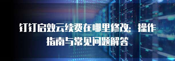 钉钉启效云续费在哪里修改：操作指南与常见问题解答