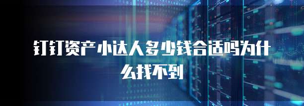 钉钉资产小达人多少钱合适吗为什么找不到