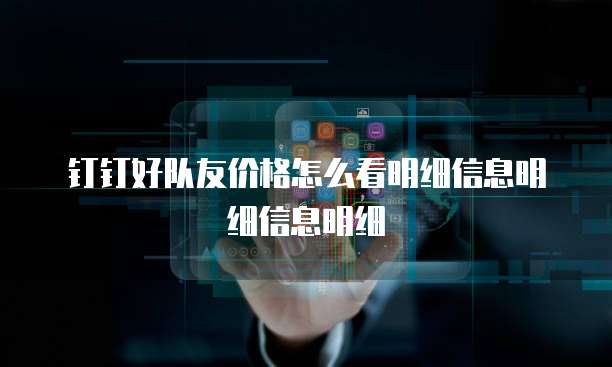 钉钉好队友价格怎么看明细信息明细信息明细
