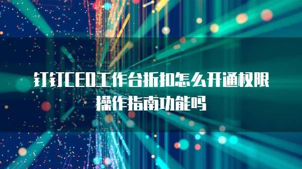 钉钉CEO工作台折扣怎么开通权限操作指南功能吗