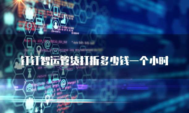 钉钉智运管货打折多少钱一个小时