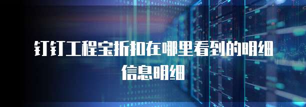 钉钉工程宝折扣在哪里看到的明细信息明细