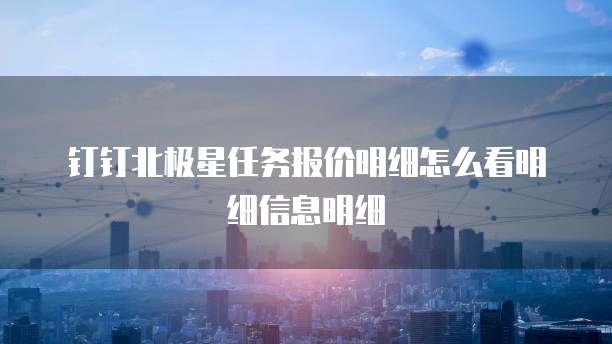 钉钉北极星任务报价明细怎么看明细信息明细