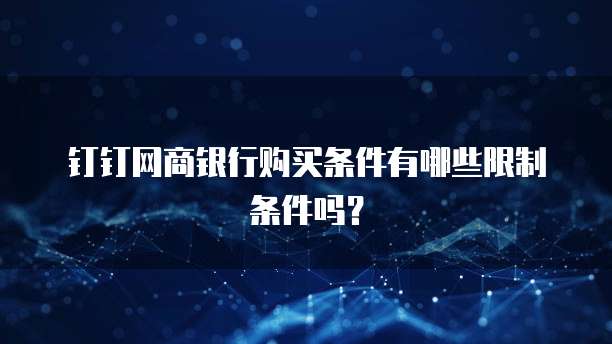 钉钉网商银行购买条件有哪些限制条件吗？