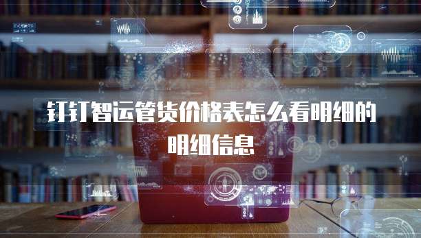 钉钉智运管货价格表怎么看明细的明细信息