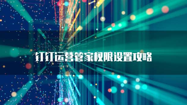 钉钉运营管家权限设置攻略