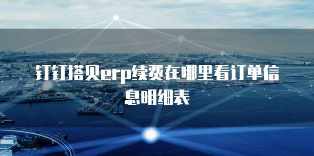钉钉搭贝erp续费在哪里看订单信息明细表