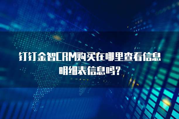 钉钉金智CRM购买在哪里查看信息明细表信息吗？