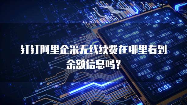 钉钉阿里企采无线续费在哪里看到余额信息吗?