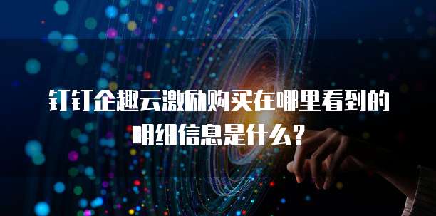 钉钉企趣云激励购买在哪里看到的明细信息是什么？