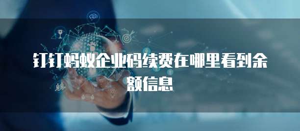 钉钉蚂蚁企业码续费在哪里看到余额信息