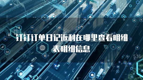 钉钉订单日记返利在哪里查看明细表明细信息