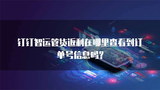 钉钉智运管货返利在哪里查看到订单号信息吗?