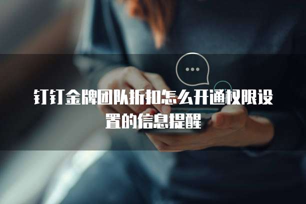 钉钉金牌团队折扣怎么开通权限设置的信息提醒
