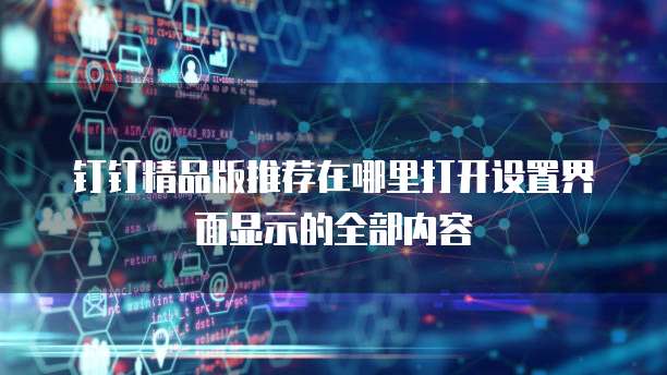 钉钉精品版推荐在哪里打开设置界面显示的全部内容