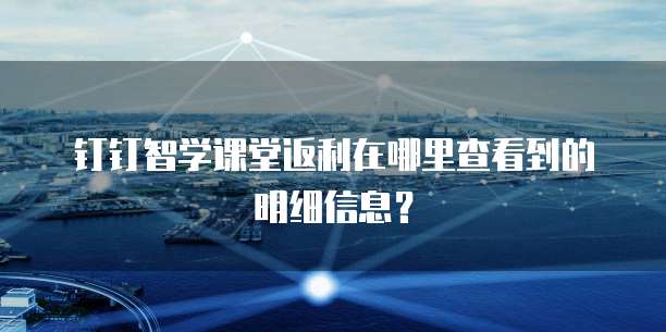 钉钉智学课堂返利在哪里查看到的明细信息?