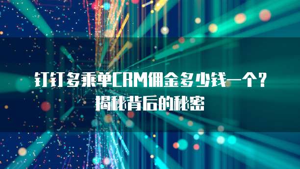 钉钉多乘单CRM佣金多少钱一个？揭秘背后的秘密