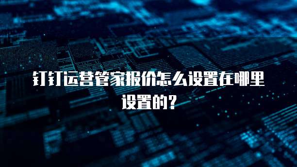 钉钉运营管家报价怎么设置在哪里设置的?
