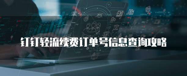钉钉轻流续费订单号信息查询攻略