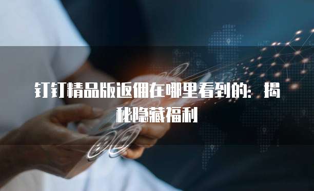 钉钉精品版返佣在哪里看到的：揭秘隐藏福利