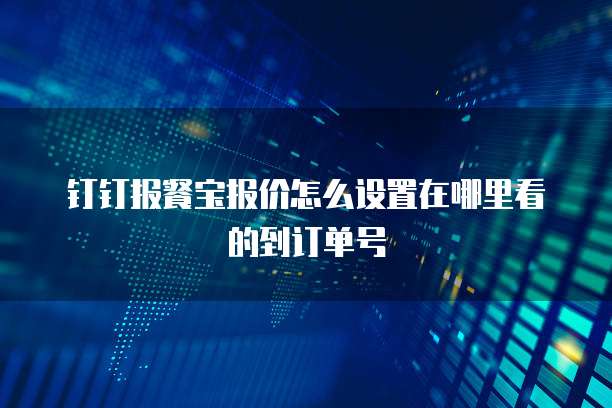 钉钉报餐宝报价怎么设置在哪里看的到订单号