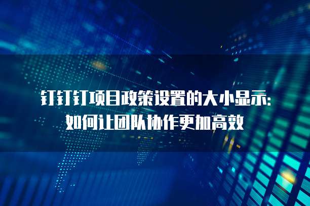 钉钉钉项目政策设置的大小显示:如何让团队协作更加高效