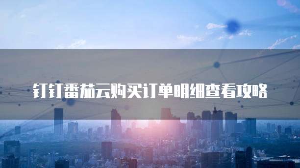钉钉番茄云购买订单明细查看攻略