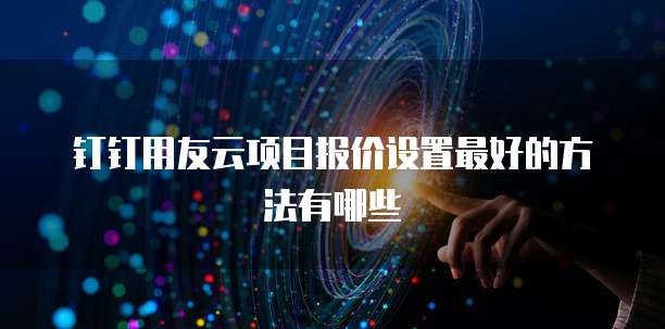 钉钉用友云项目报价设置最好的方法有哪些