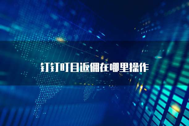 钉钉盯目返佣在哪里操作