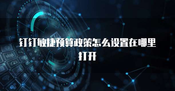 钉钉敏捷预算政策怎么设置在哪里打开