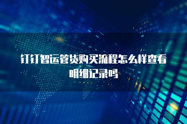钉钉智运管货购买流程怎么样查看明细记录吗