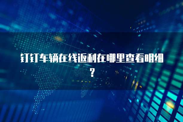 钉钉车辆在线返利在哪里查看明细?