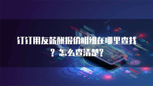 钉钉用友薪酬报价明细在哪里查找? 怎么查清楚?