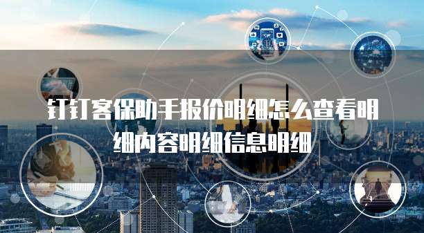 钉钉客保助手报价明细怎么查看明细内容明细信息明细