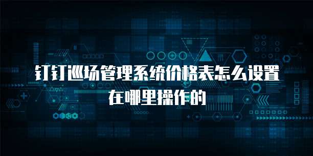 钉钉巡场管理系统价格表怎么设置在哪里操作的