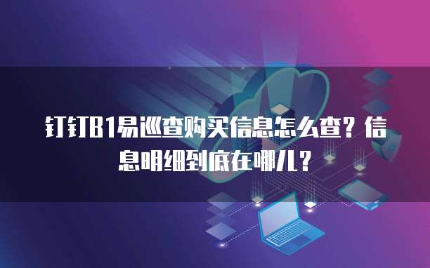 钉钉B1易巡查购买信息怎么查？信息明细到底在哪儿？