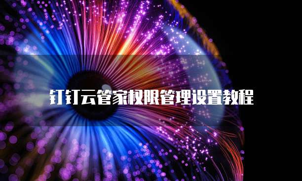钉钉云管家权限管理设置教程