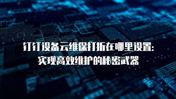 钉钉设备云维保打折在哪里设置：实现高效维护的秘密武器