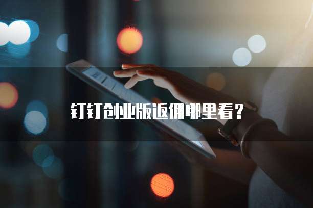 钉钉创业版返佣哪里看？